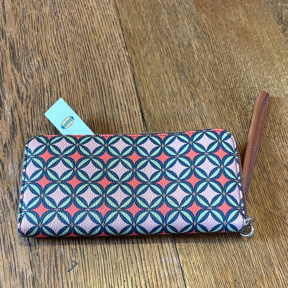 FOSSIL SYDNEY SIGNATURE ZIP CLUTCH WALLET * NEW WITH TAGS